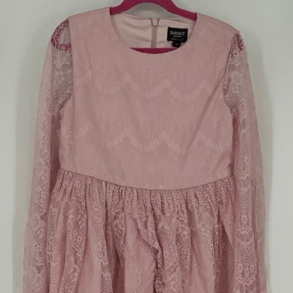 Bardot Junior Size 10 Popourri Gertrude Lace Dress Scallop Hem Long Sleeve O3-8 - Picture 5 of 10